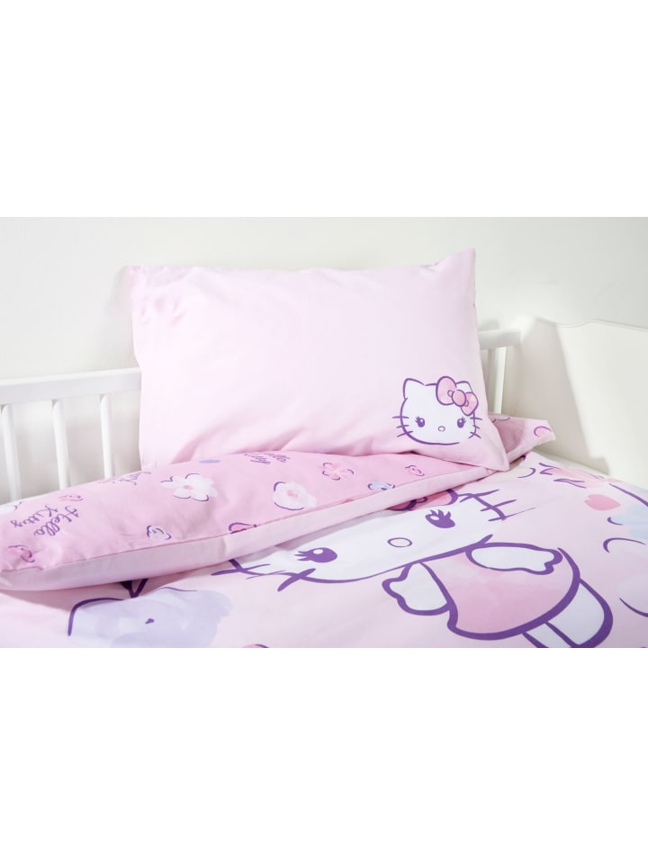Herding 2 tlg. Renforcé Bettwäsche 100x135cm Hello Kitty in Rosa günstig kaufen 100x135 cm