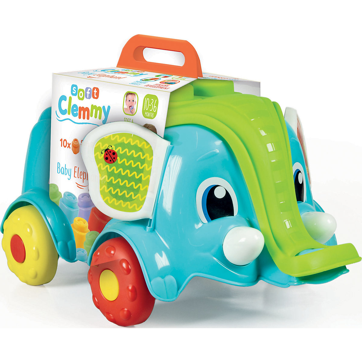 Clemmy - Baby-Elephant, Soft-Bausteine-Wagen