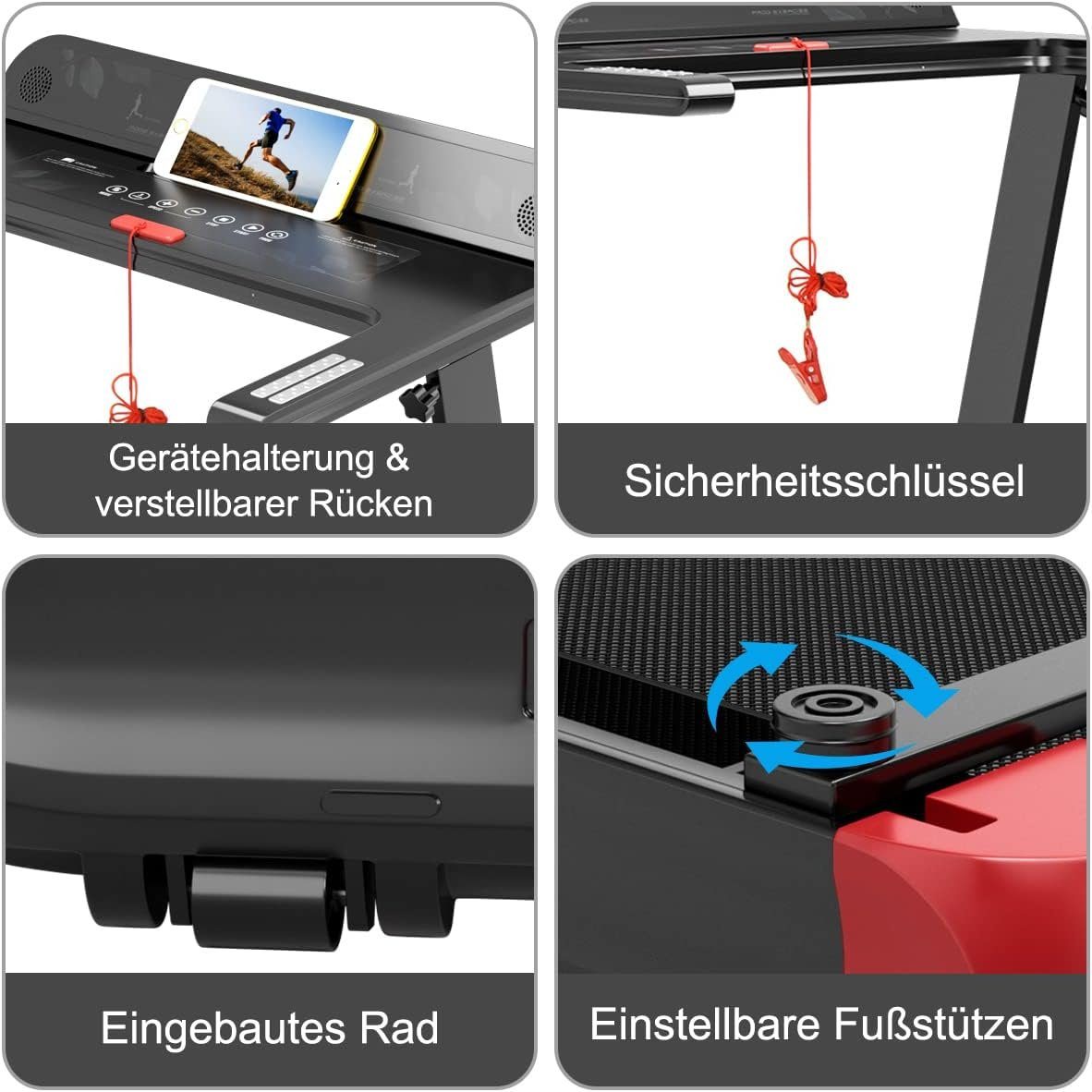 COSTWAY Laufband (Laufband Zuhause,0,75 HP Elektromotor,3 Modi & 12 Programme 0-12 km/h), Laufband Zuhause mit LED Display, 5-lagige Nutzung