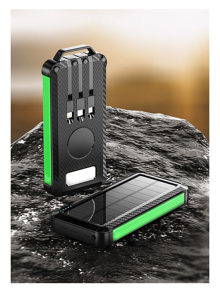 SmartCase Solar-Powerbank in Schwarz/ Grün - 20.000 mAh günstig kaufen onesize
