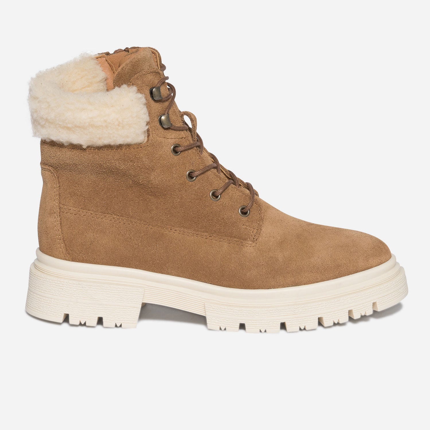 Bottine TEXTO camel éco-conçue en cuir velours