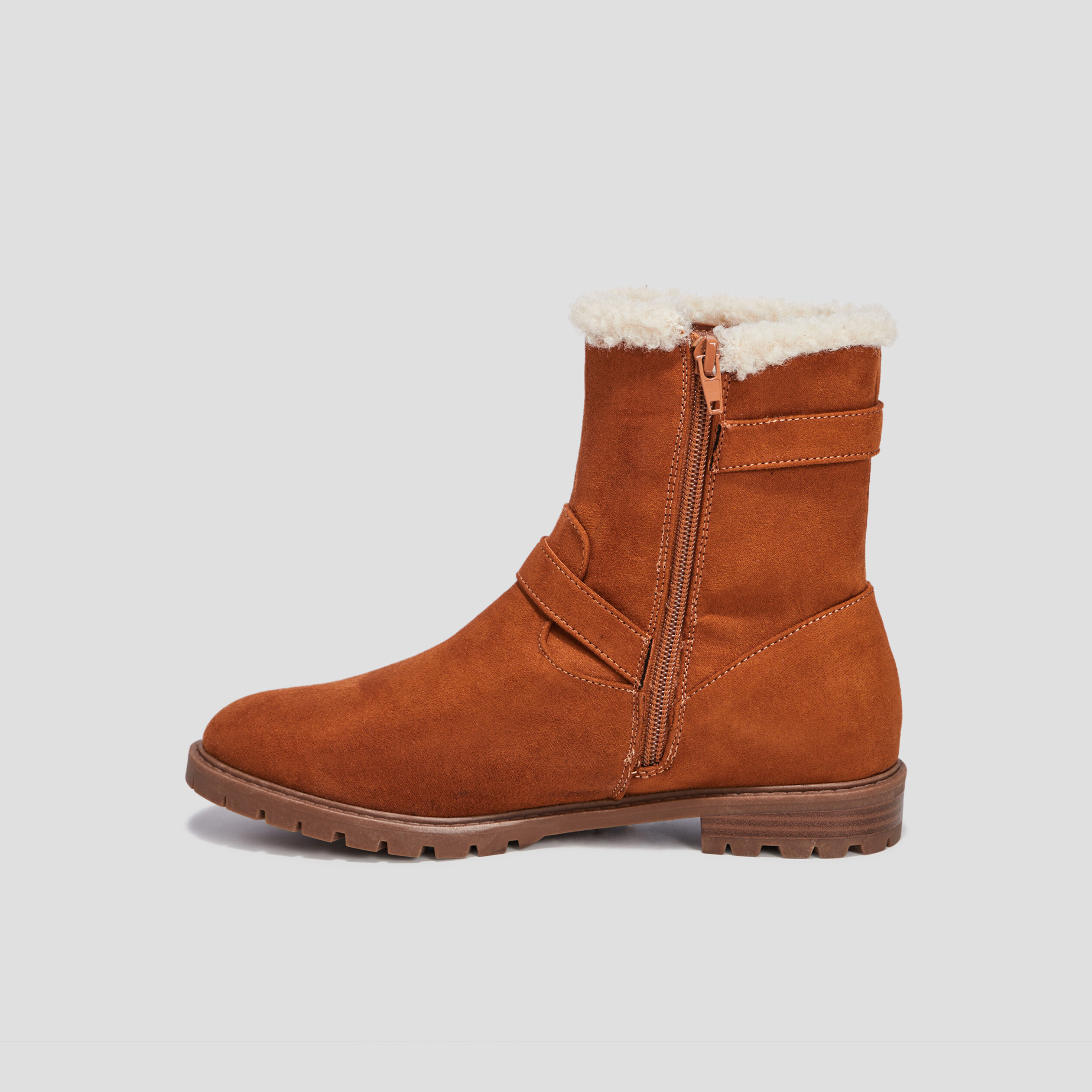 Bottines fourrées avec boucles marron femme | La Halle