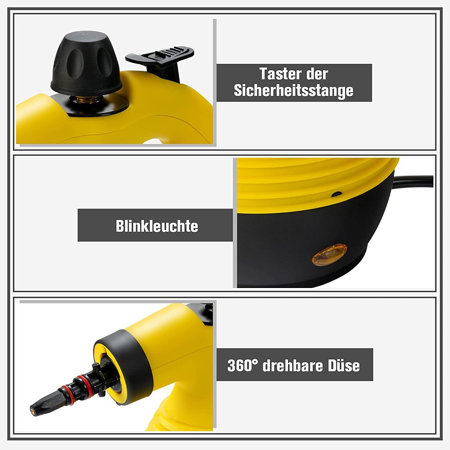 COSTWAY Dampfreiniger, 1050 W, mit 9 Zubehörteilen, 3 bar, 350ml