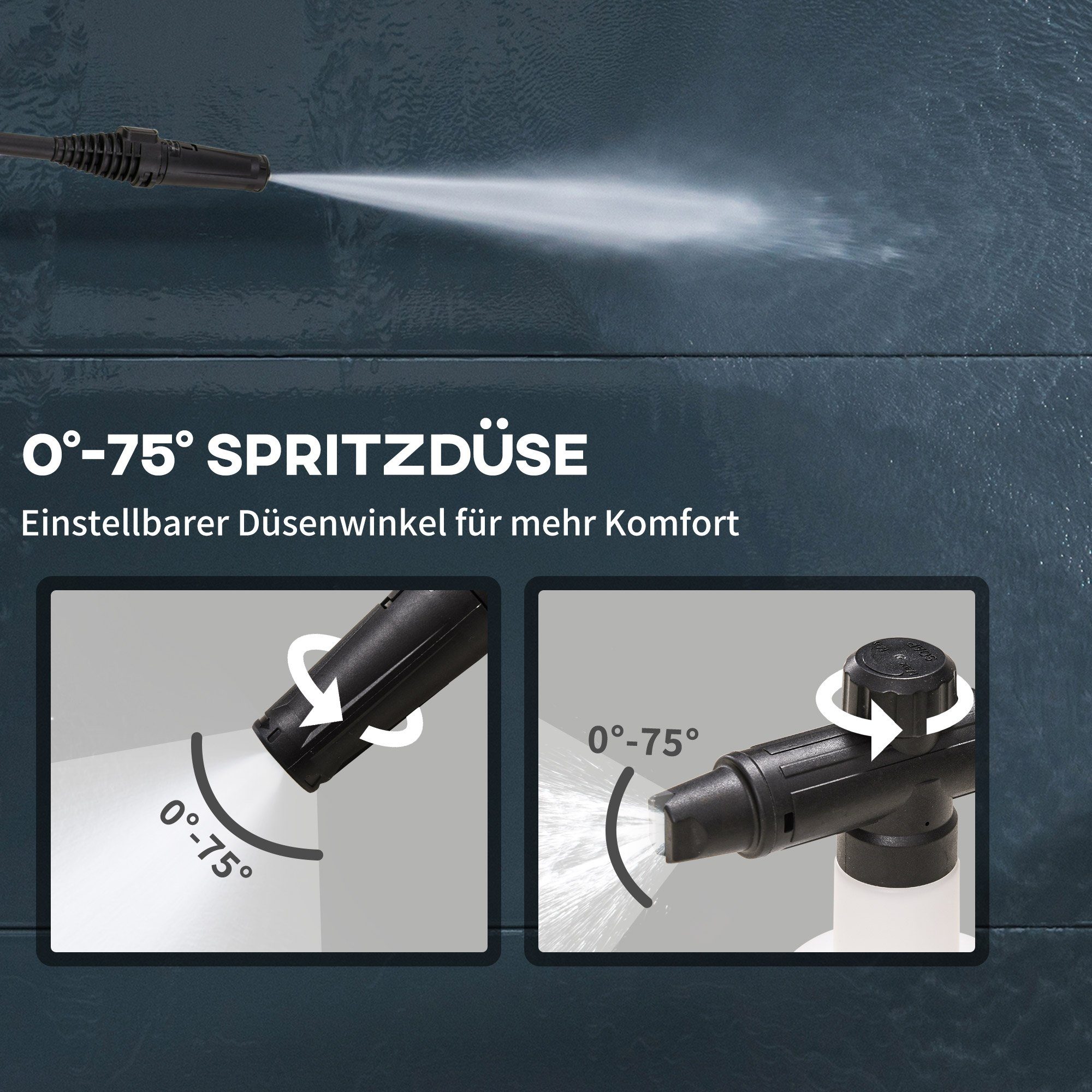 Durhand Hochdruckreiniger, Druck max: 150 bar, 1800 W, Fördermenge max: 510 l/h, (Set, 8 tlg., mit 6 m Hochdruckschlauch), inkl. 5-tlg. Zubehör