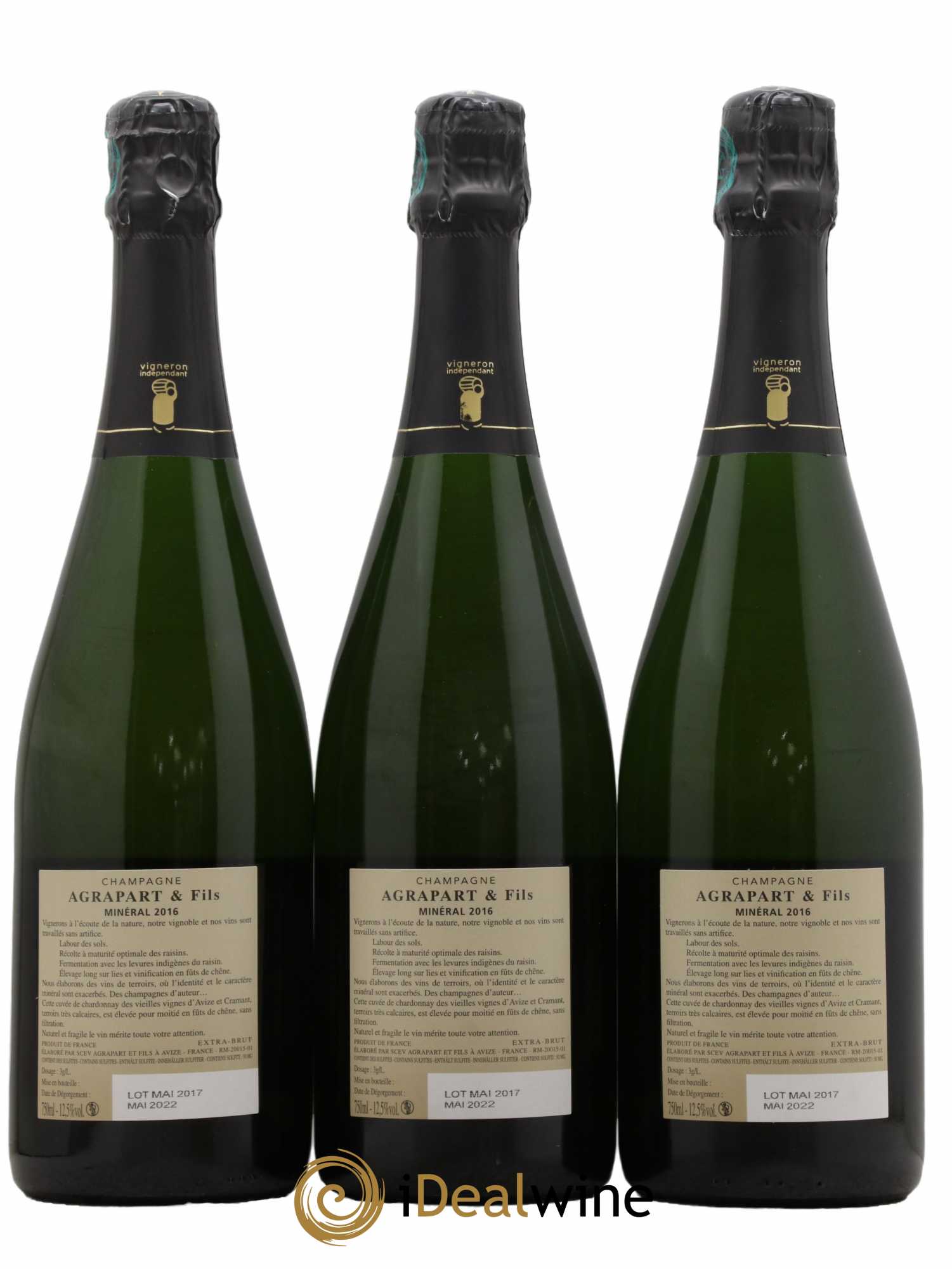 Minéral Extra Brut Blanc de blancs Agrapart & Fils  2016 - Lot de 3 Bouteilles