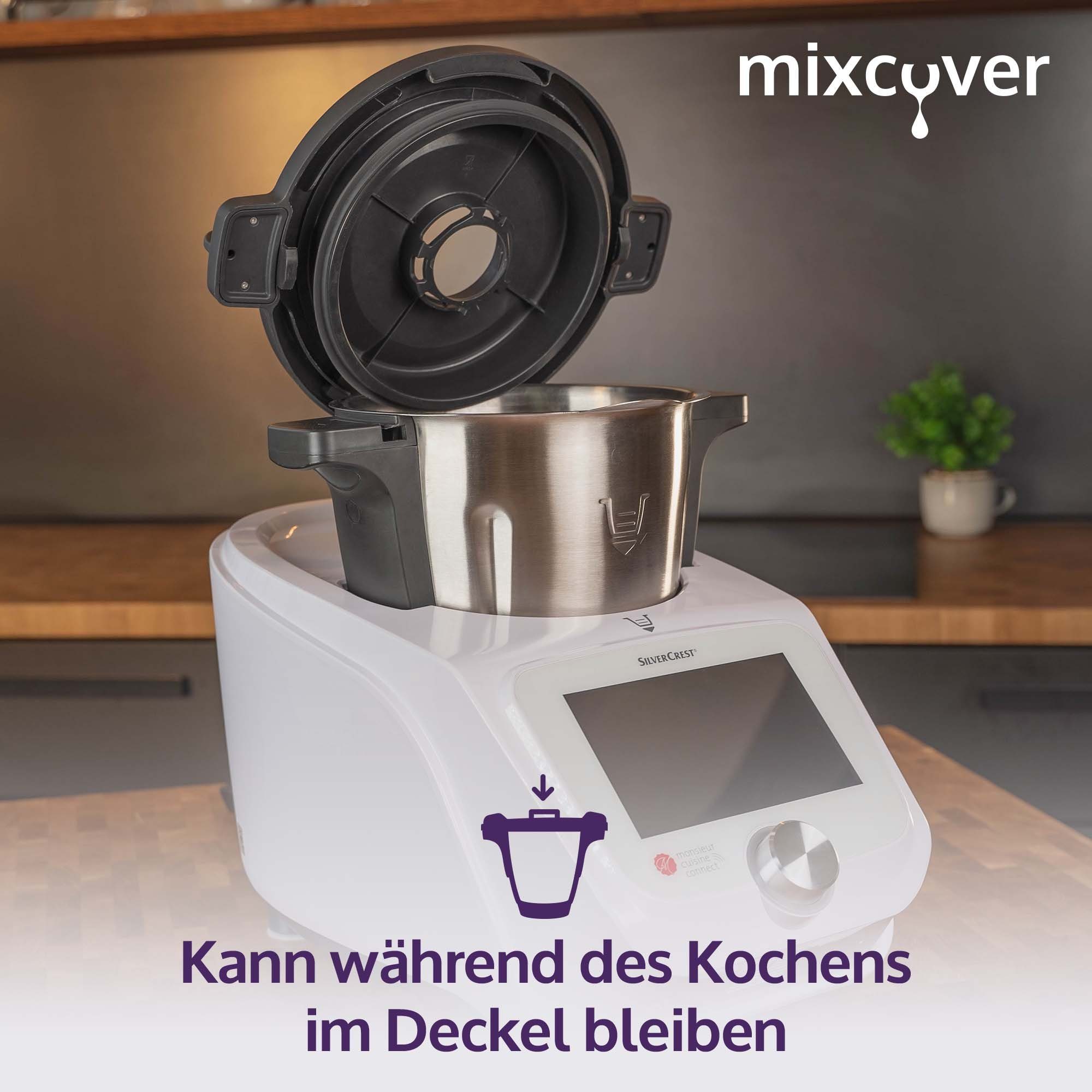 Mixcover Küchenmaschine mit Kochfunktion mixcover Deckelhalter kompatibel mit Monsieur Cuisine Connect Deckel