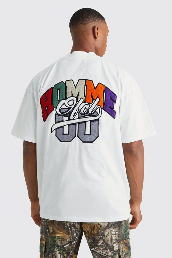 Oversize T-Shirt mit Homme Official Waschung und Applikation