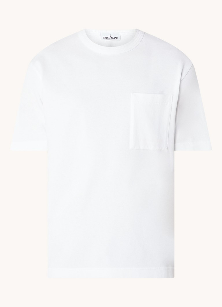 Stone Island 203X4 póló hátul nyomtatott mintával és mellzsebbel