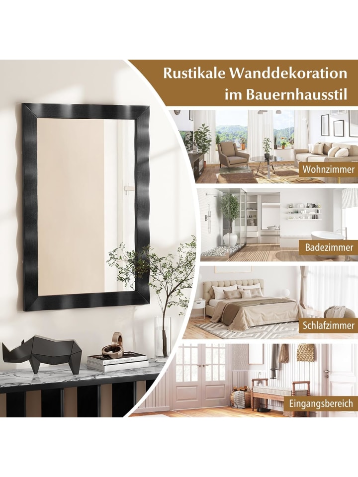 COSTWAY Wandspiegel 106 x 71.5 cm in Schwarz günstig kaufen onesize
