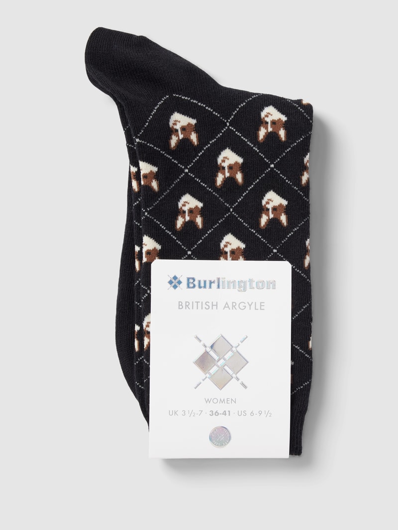 Socken mit Allover-Muster Modell 'Corgi' in schwarz