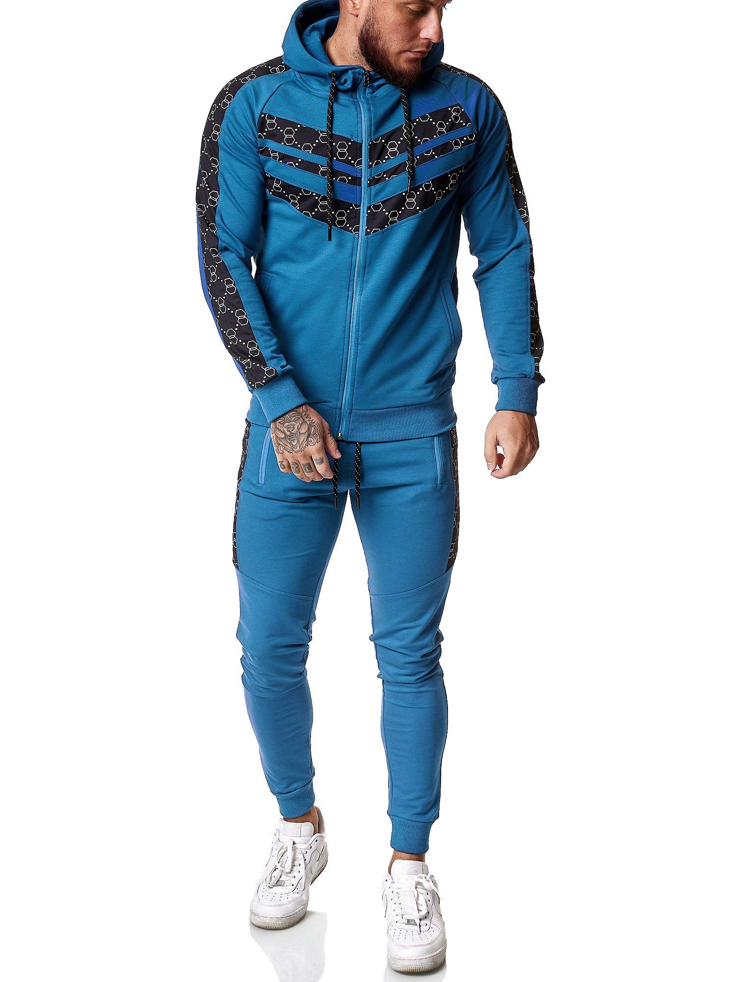 OneRedox Jogginganzug 13108C (Sportanzug Jogger Trainingsanzug), Fitness Freizeit Casual
