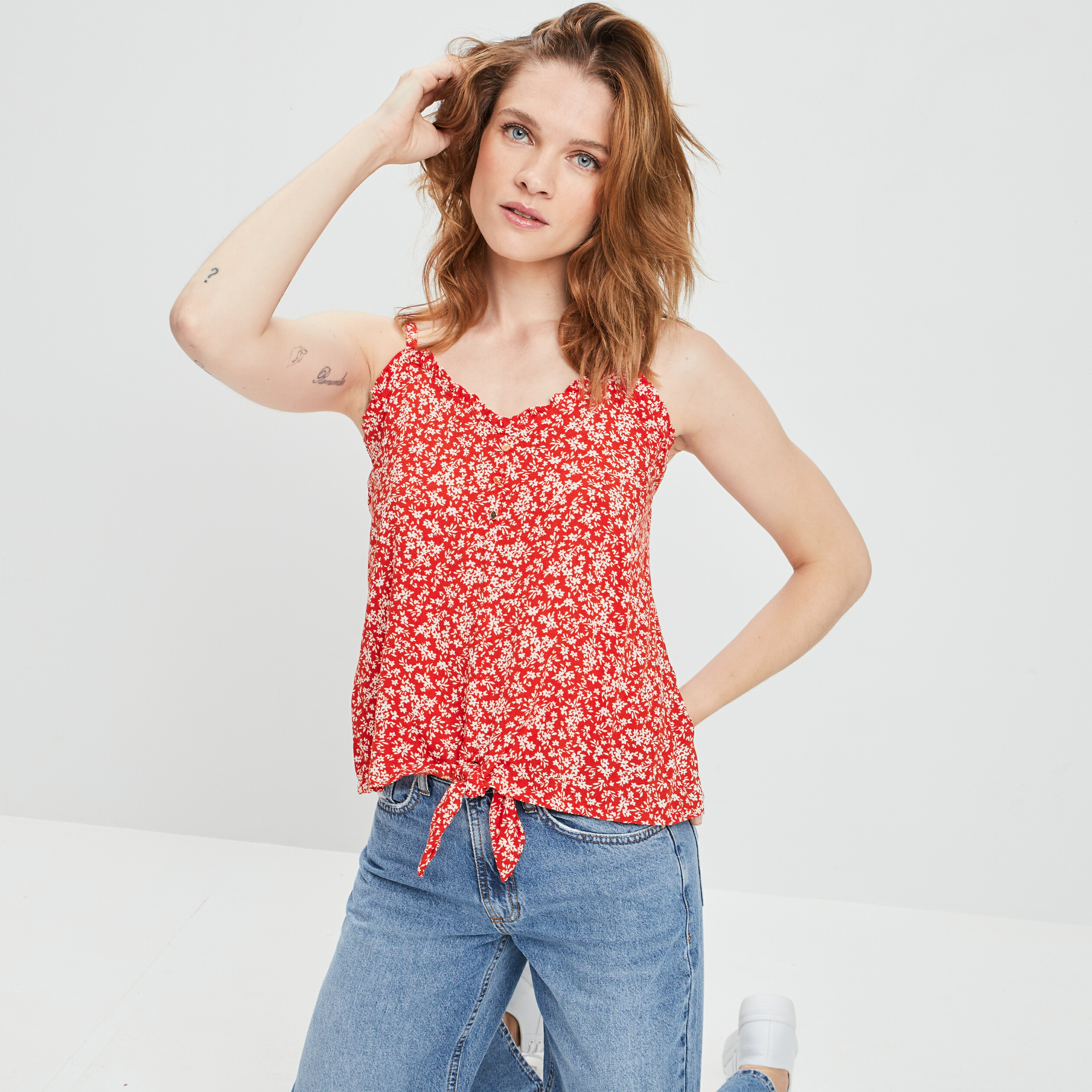 Blouse bretelles fines orange femme | La Halle