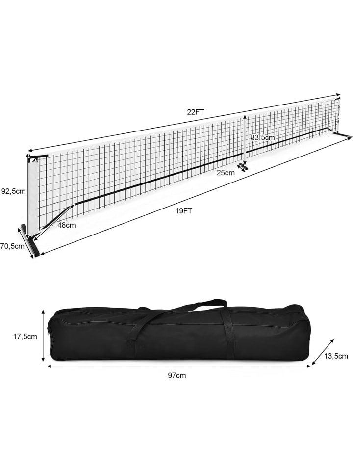 COSTWAY 670cm Pickleball-Netz in Schwarz günstig kaufen onesize