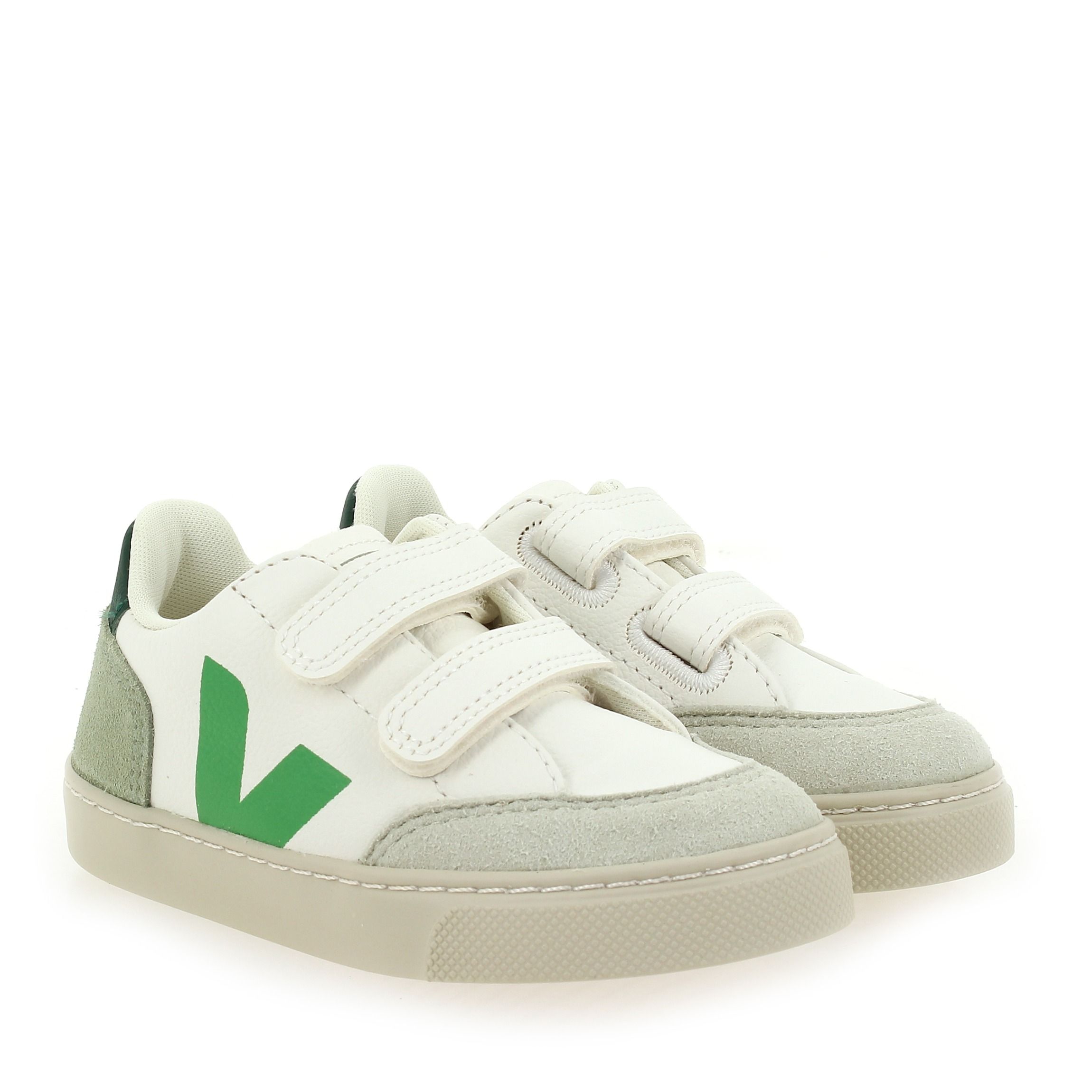 Veja  SMALL V12 VELCRO E24 - Blanc Vert