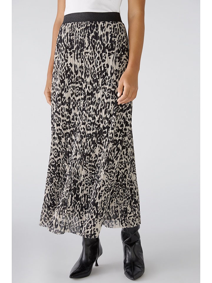Oui Plisseerock in Schwarz/ Creme günstig kaufen