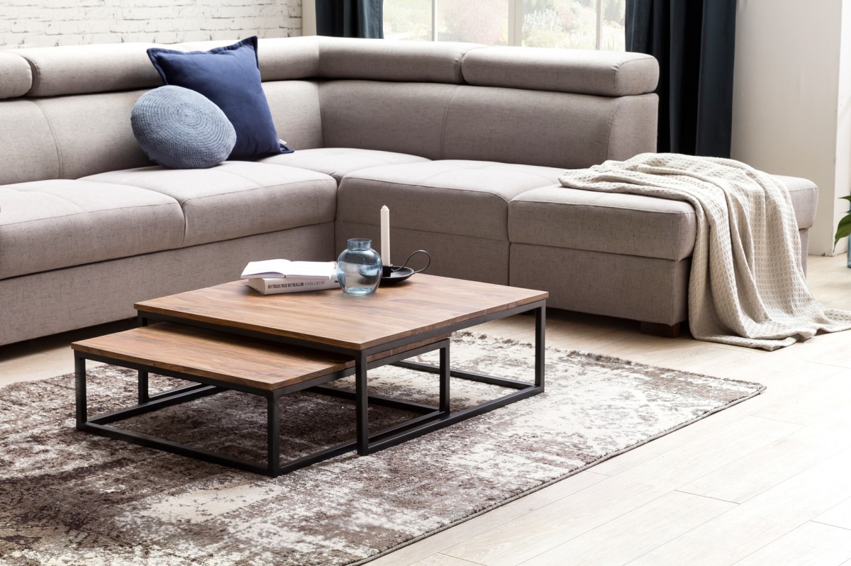Wohnling Couchtisch AKOLA 2-teilig Massivholz