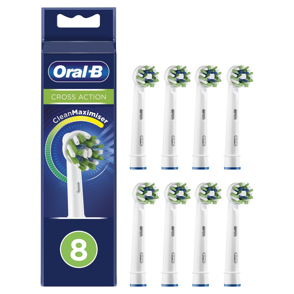 oral-b Oral-B CrossAction Brossette Avec CleanMaximiser, 8 Brossettes De Rechange