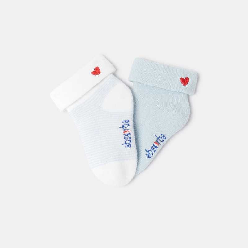 Lot de 2 paires de chaussettes bleues en tricot bouclette naissance Absorba