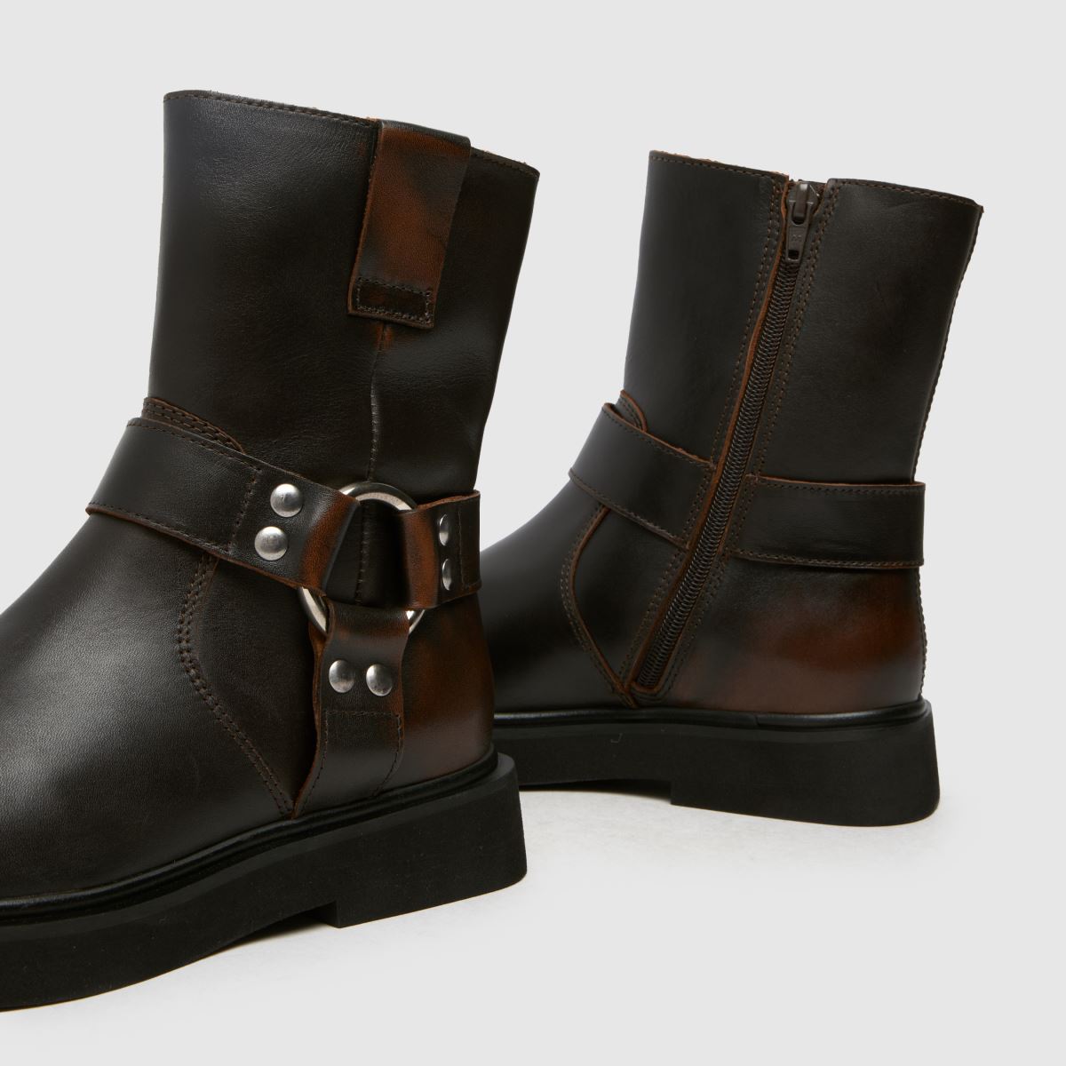 Schuh Cowan – Bruna, fyrkantiga hardwear-stövlar med fyrkantig tå