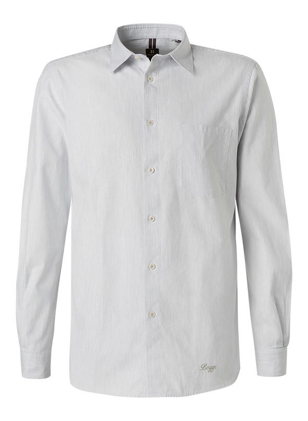 BOGGI MILANO, Hemd, Regular Fit, Baumwolle, hellgrau meliert