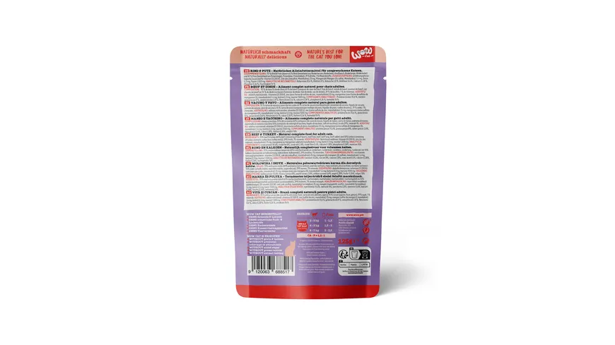 WOW Katzennassfutter Adult Rind & Pute 125 g