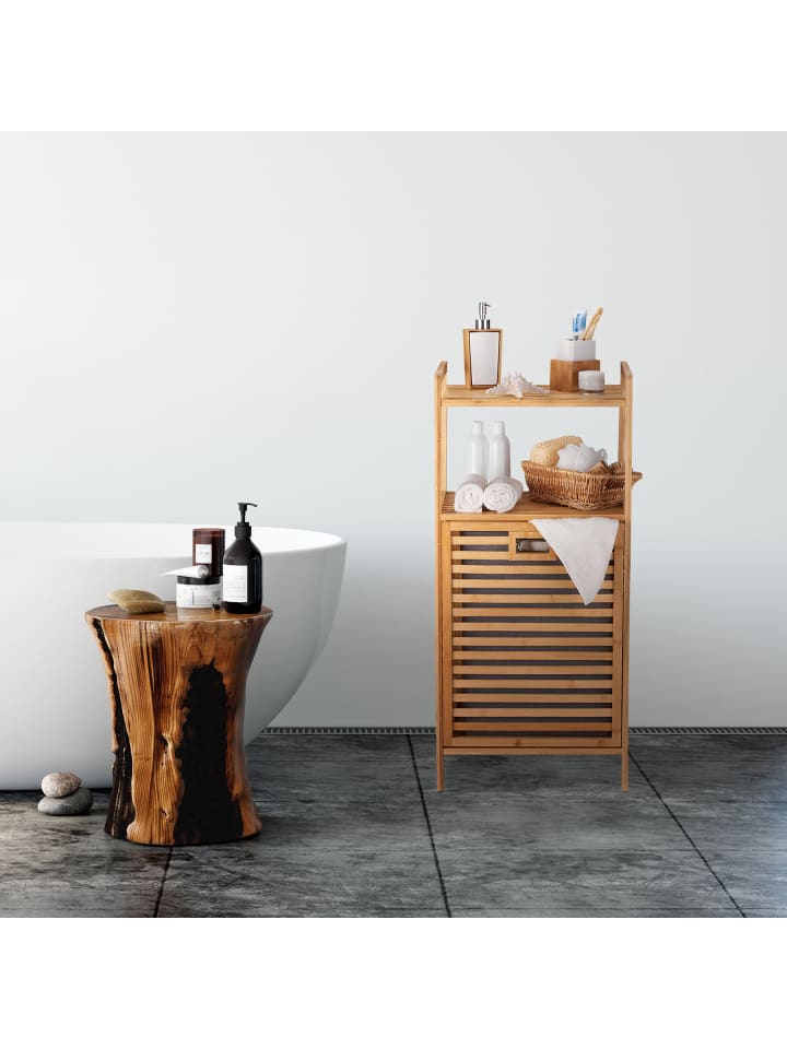 relaxdays Badregal mit Wäschekorb - (B)44 x (H)96 x (T)33 cm günstig kaufen onesize