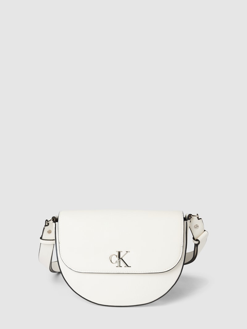 Saddle Bag mit Label-Applikation Modell 'MINIMAL MONOGRAM' in weiss