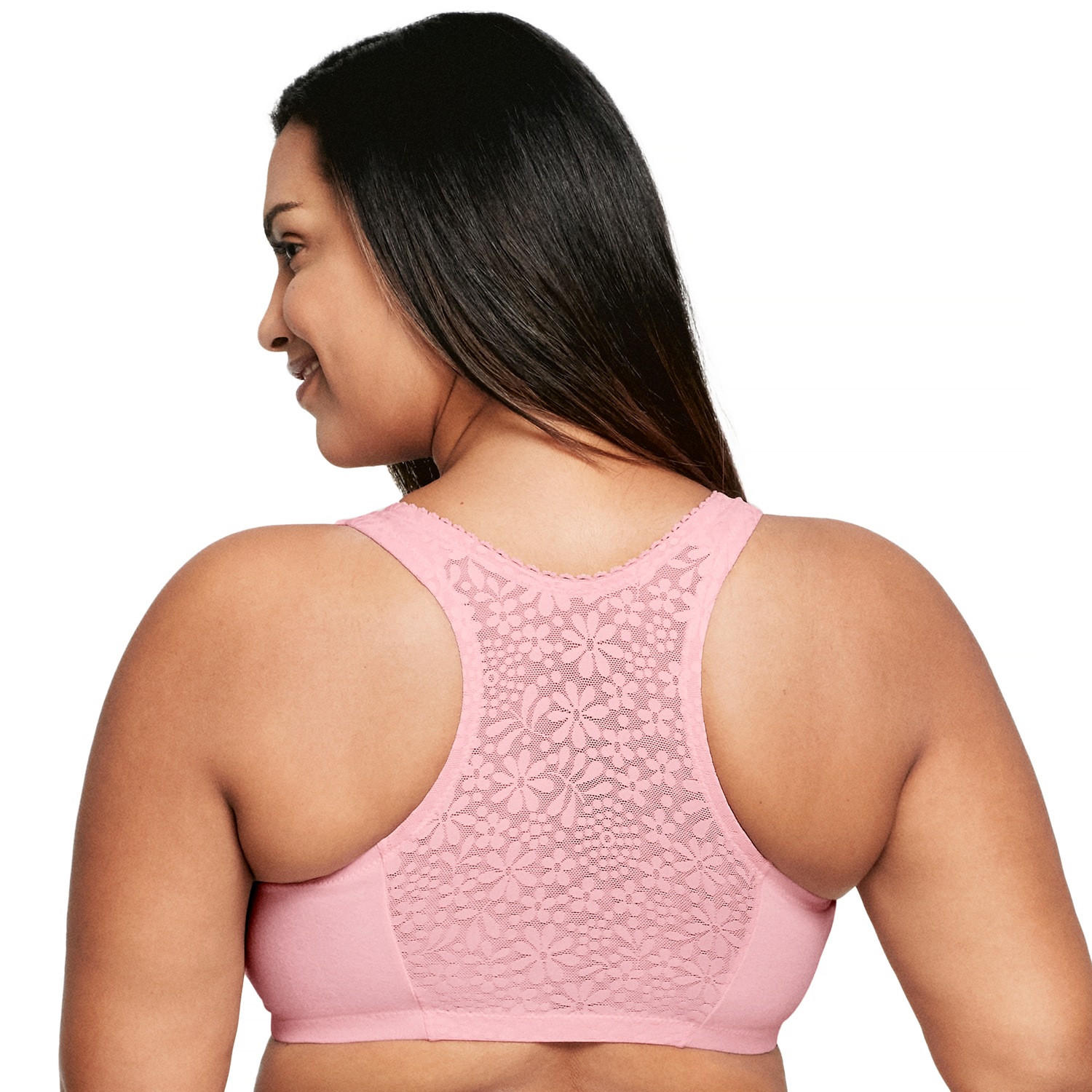 Baumwoll-BH mit Vorderverschluss und T-Rücken - Sanftes Pink