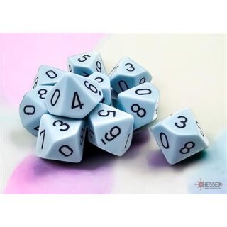 Opaque Pastel D10 Dice Set - Blue / Black