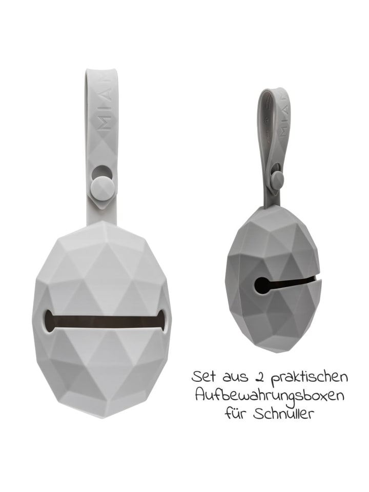 MiaMia Silikon-Schnullerbox / Schnullerhalter in grau günstig kaufen onesize