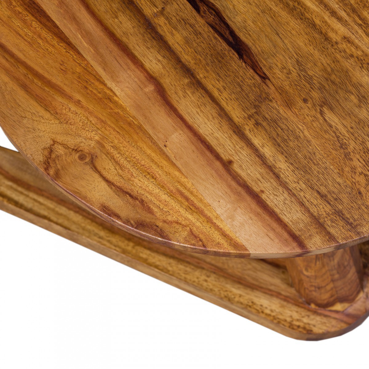 Wohnling Beistelltisch Massivholz Sheesham Design Wohnzimmer-Tisch 45 x 45cm rund Nachttisch Natur-Holz Landhaus-Stil