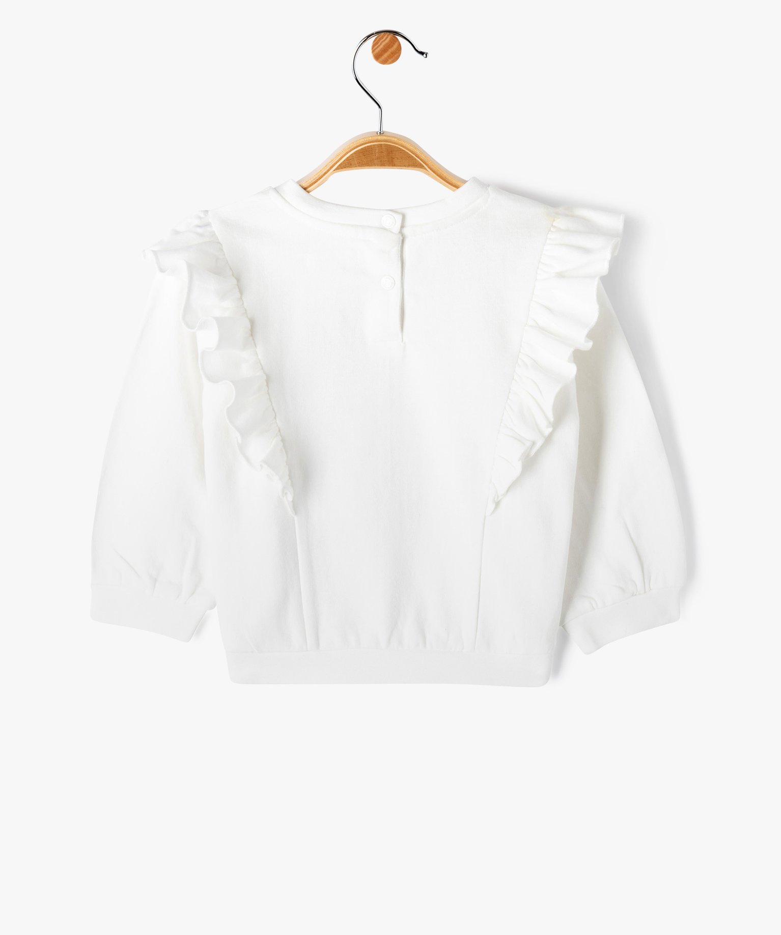 Sweat à volants en molleton bébé - LuluCastagnette ecru | GEMO
