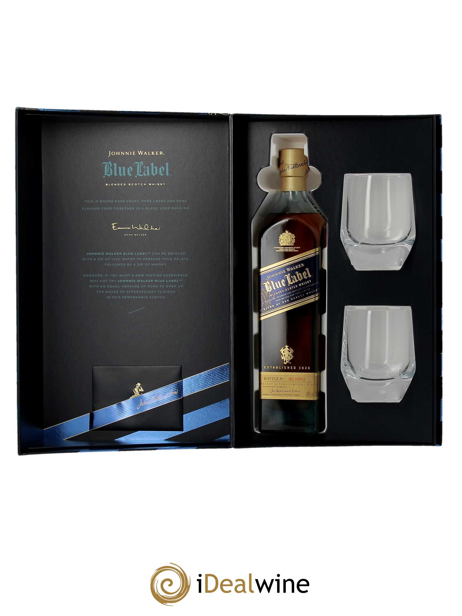 Whisky Johnnie Walker Blue Label - coffret 2 verres (70cl)  - Lot de 1 Bouteille