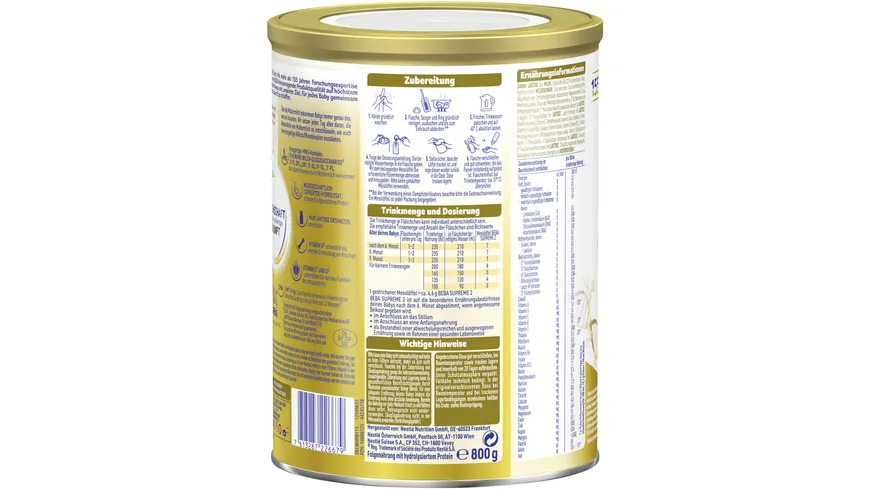 NESTLE BEBA Supreme 2 Folgenahrung nach dem 6. Monat 800 g