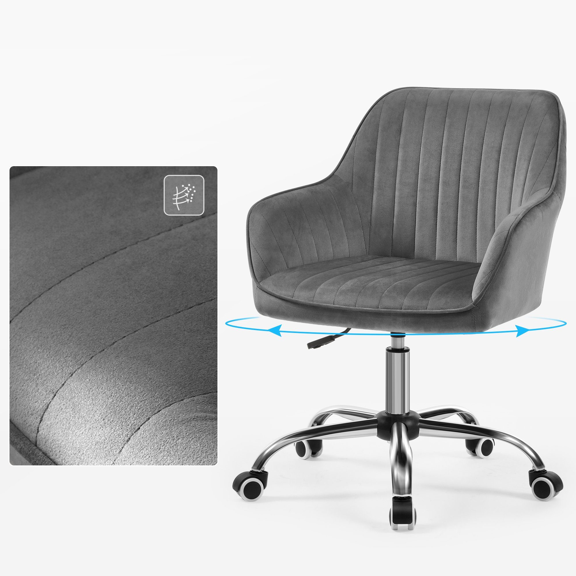 SONGMICS Bürostuhl, atmungsaktiv, Samt, Home-Office