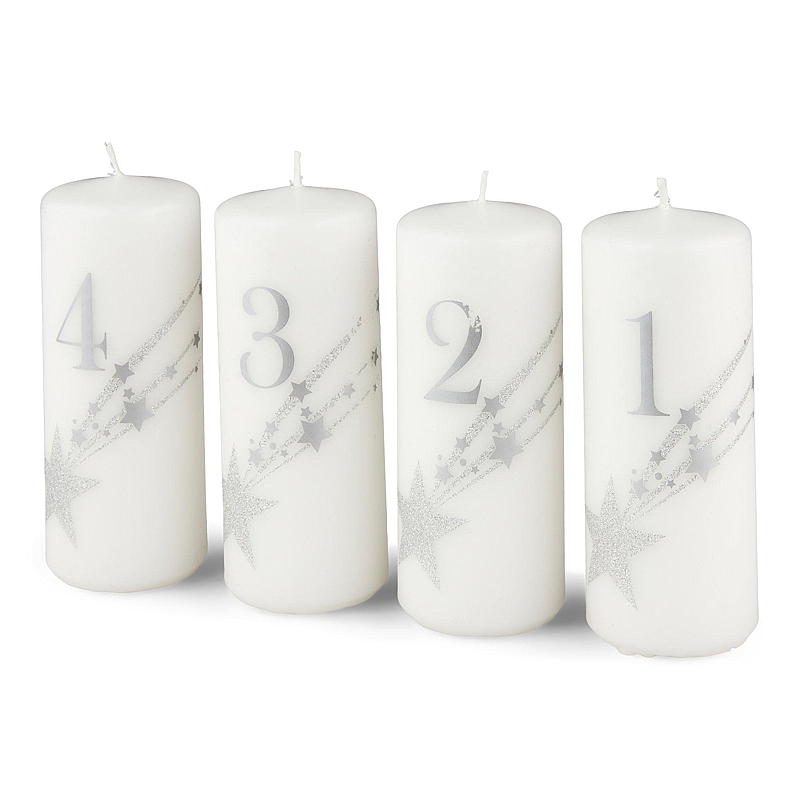 Vie Home Adventslys 4-pk 12 cm, 1-4 stearin hvit