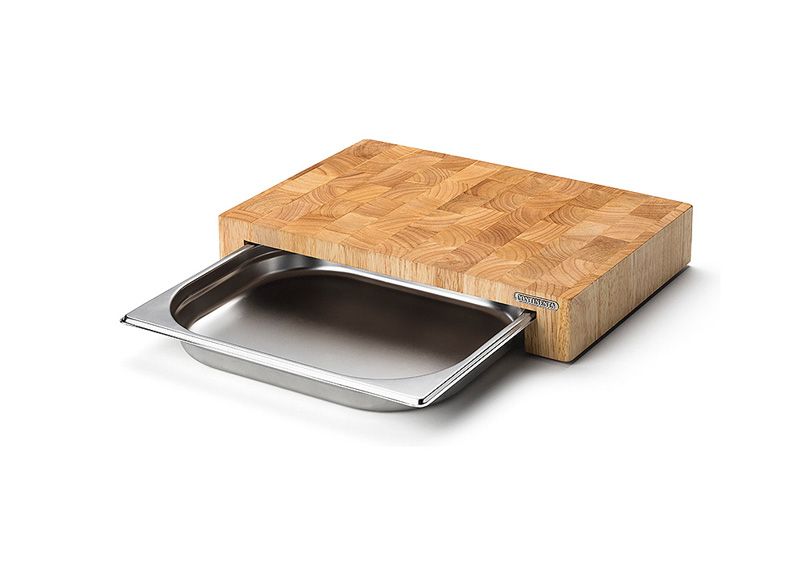 Continenta Stirnholz Schneidebrett mit Schublade 39 x 27 cm