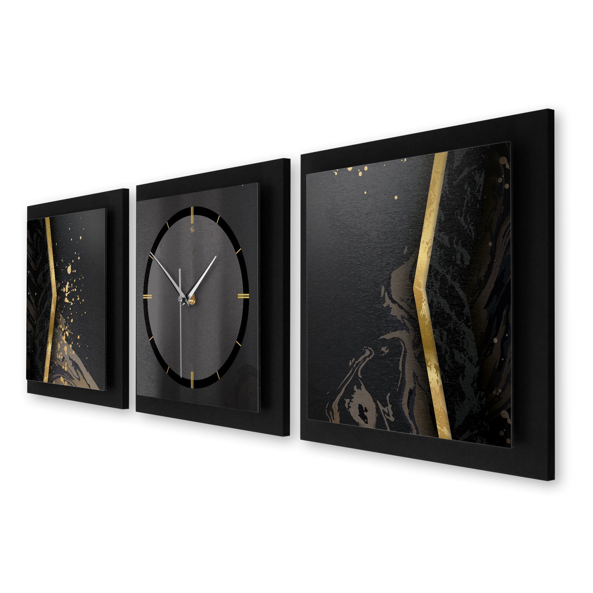 Kreative Feder Wanduhr Black Elegance (ohne Ticken; Funk- oder Quarzuhrwerk; elegant, außergewöhnlich, modern)