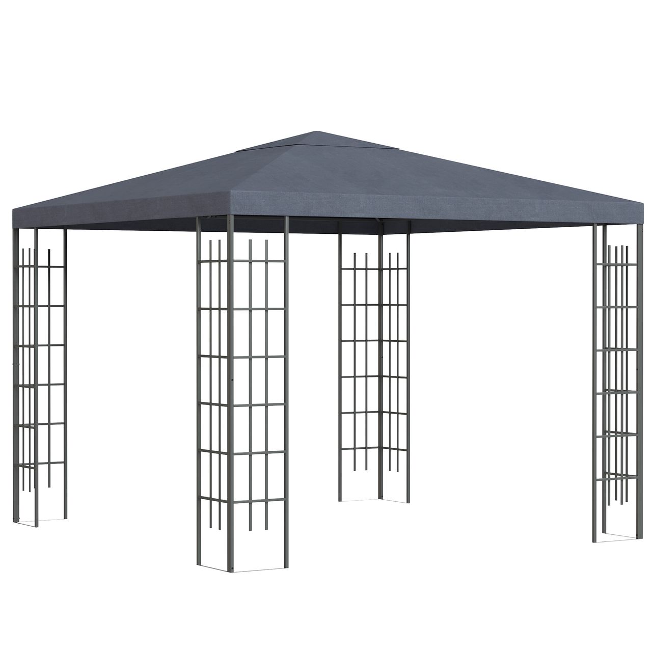 Outsunny Gartenpavillon 3 x 3 m Pavillon Gartenzelt Festzelt Partyzelt Stahl Polyester Grau