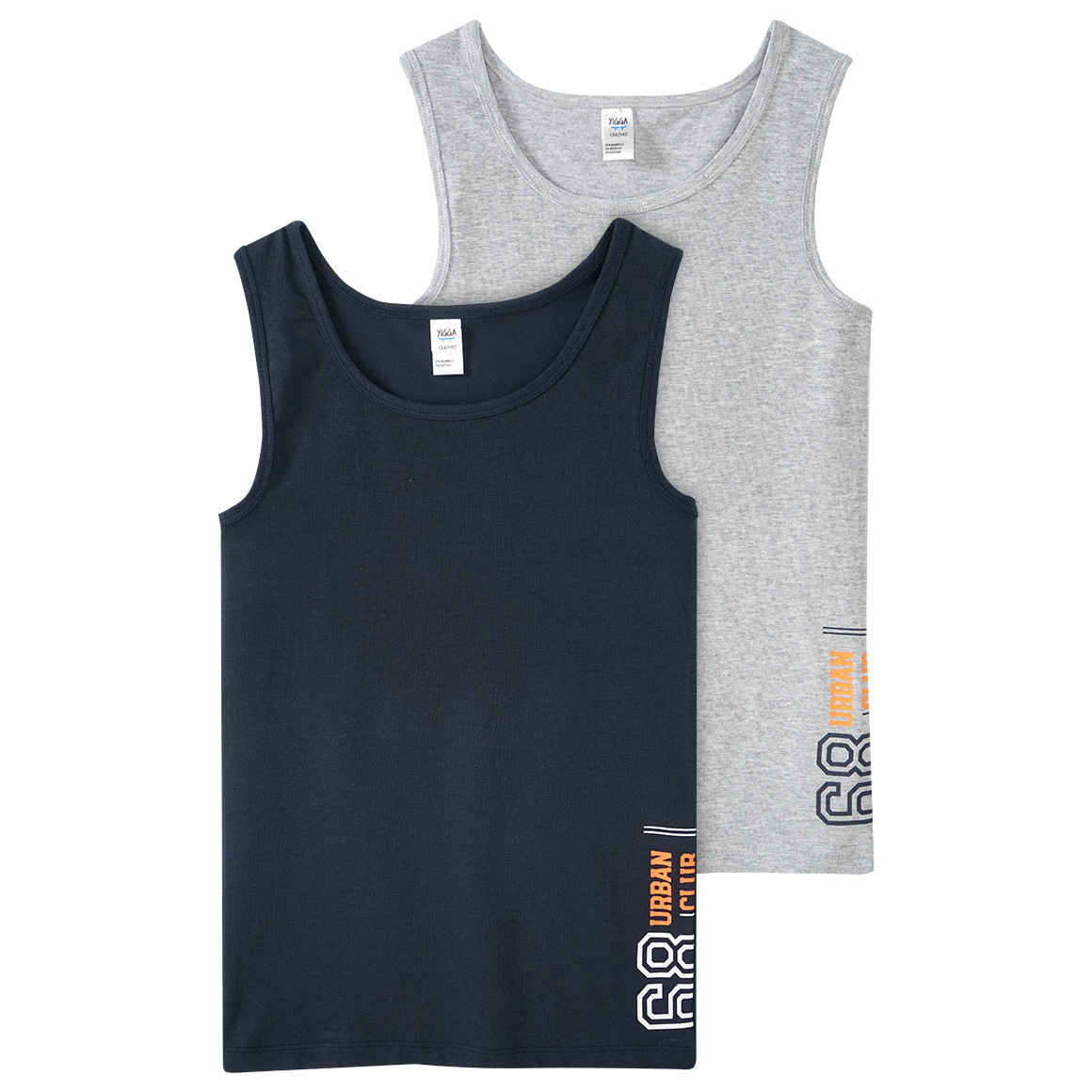 2 Jungen Unterhemden mit seitlichem Print