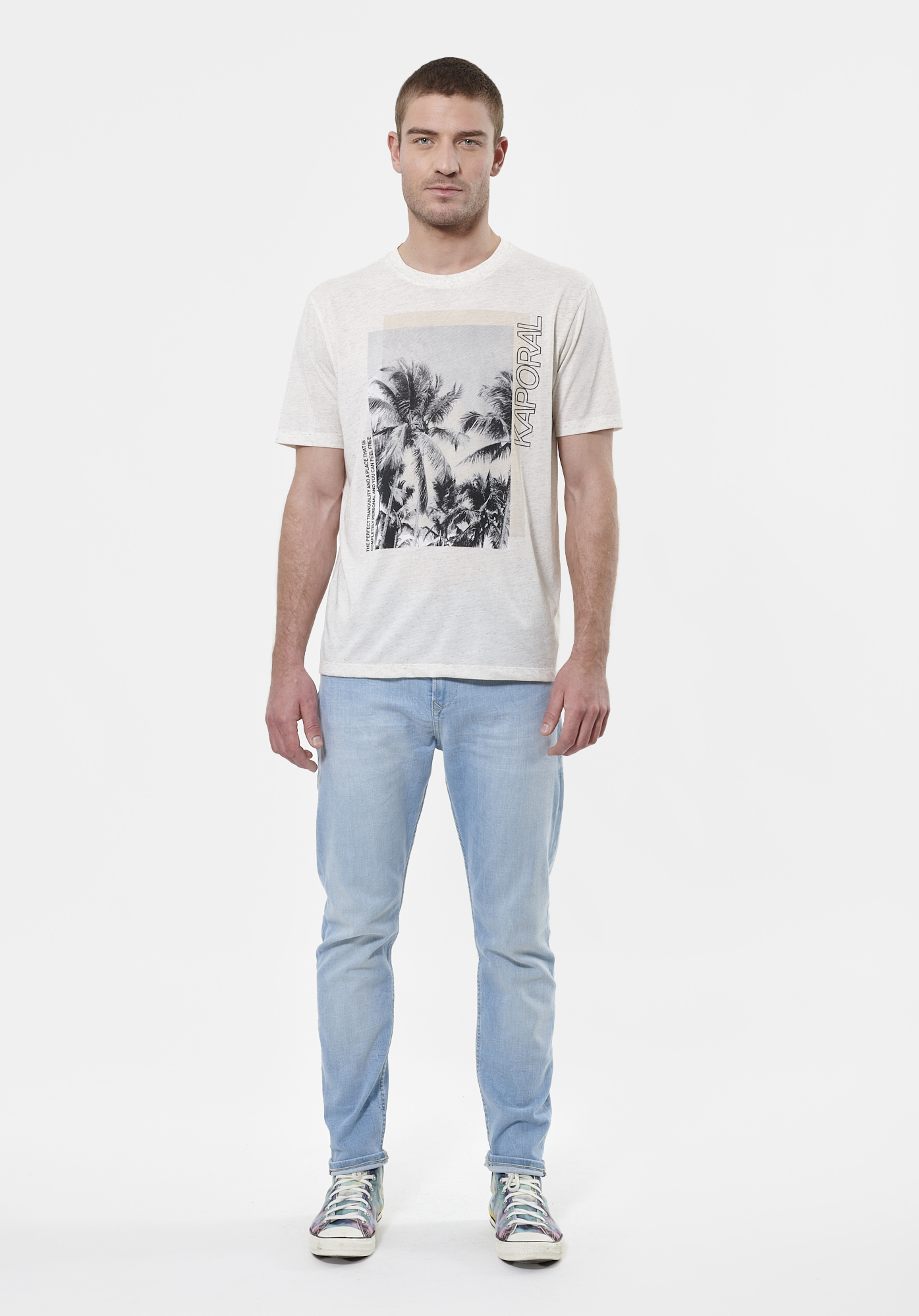 CHAD   T-shirt beige chiné Homme