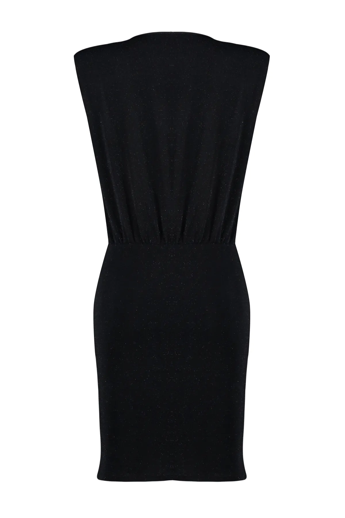 Trendyol Collection  Schwarzes glitzerndes Strickkleid mit V-Ausschnitt TPRSS24EL00191