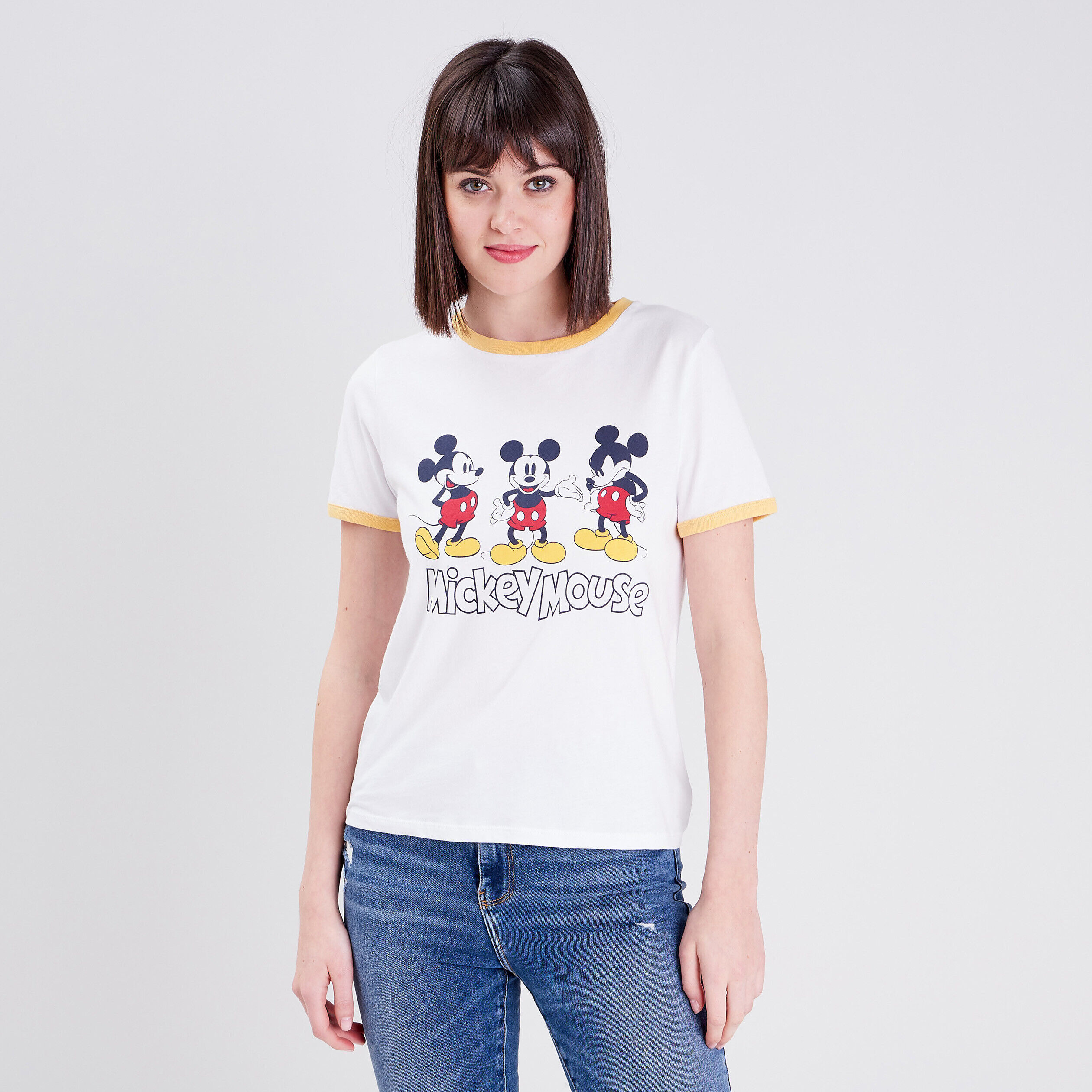 T-shirt manches courtes Mickey ecru femme | Cache Cache