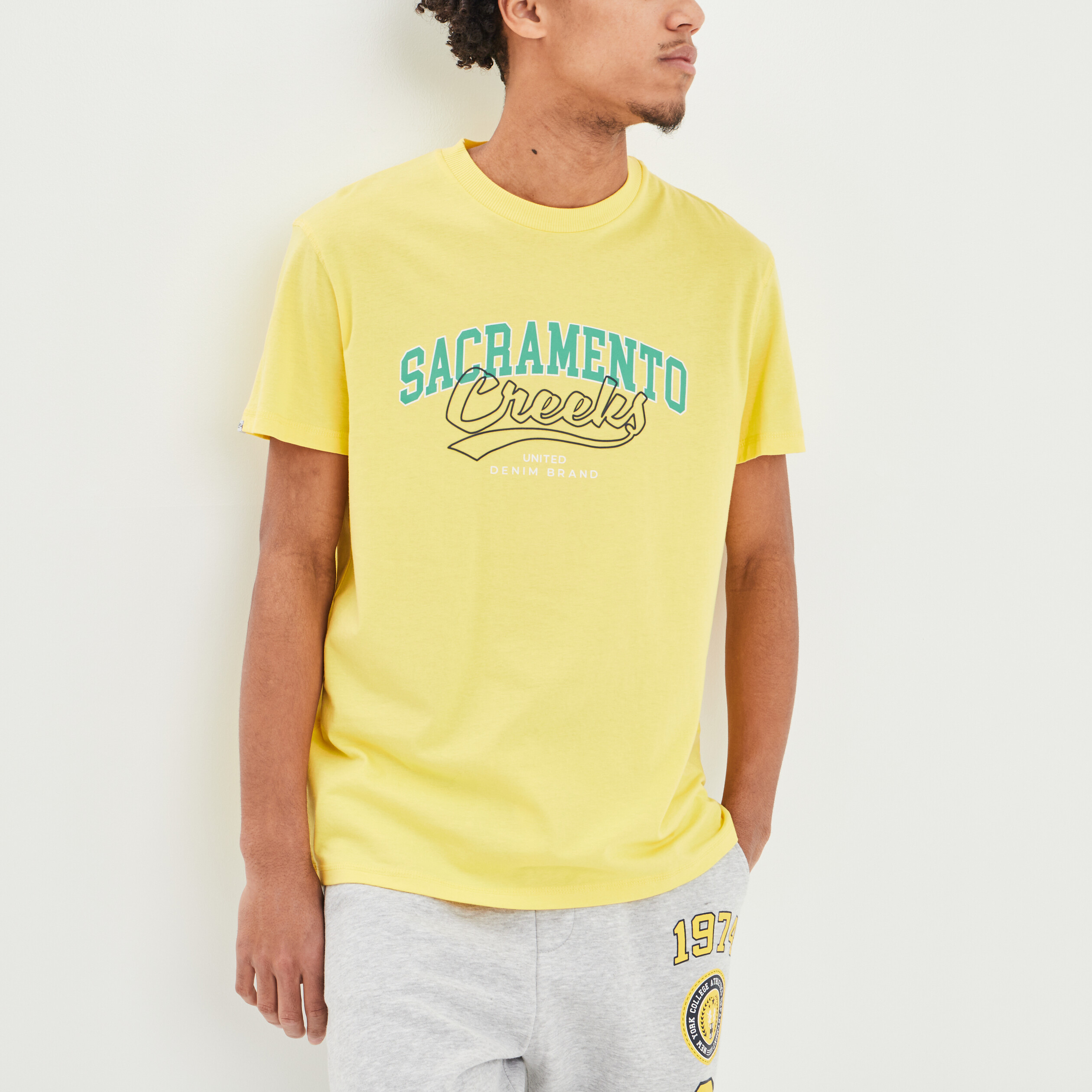 T-shirt manches courtes Creeks jaune citron homme | La Halle