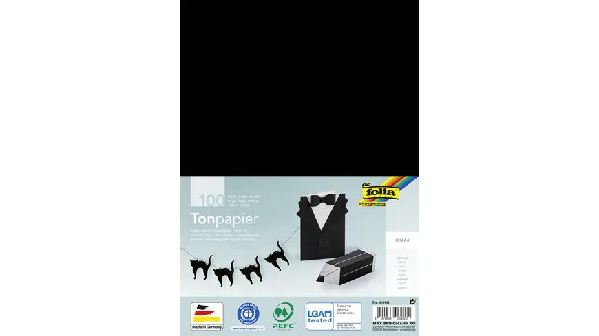 folia Tonpapier 100 Blatt DIN A4 schwarz schwarz