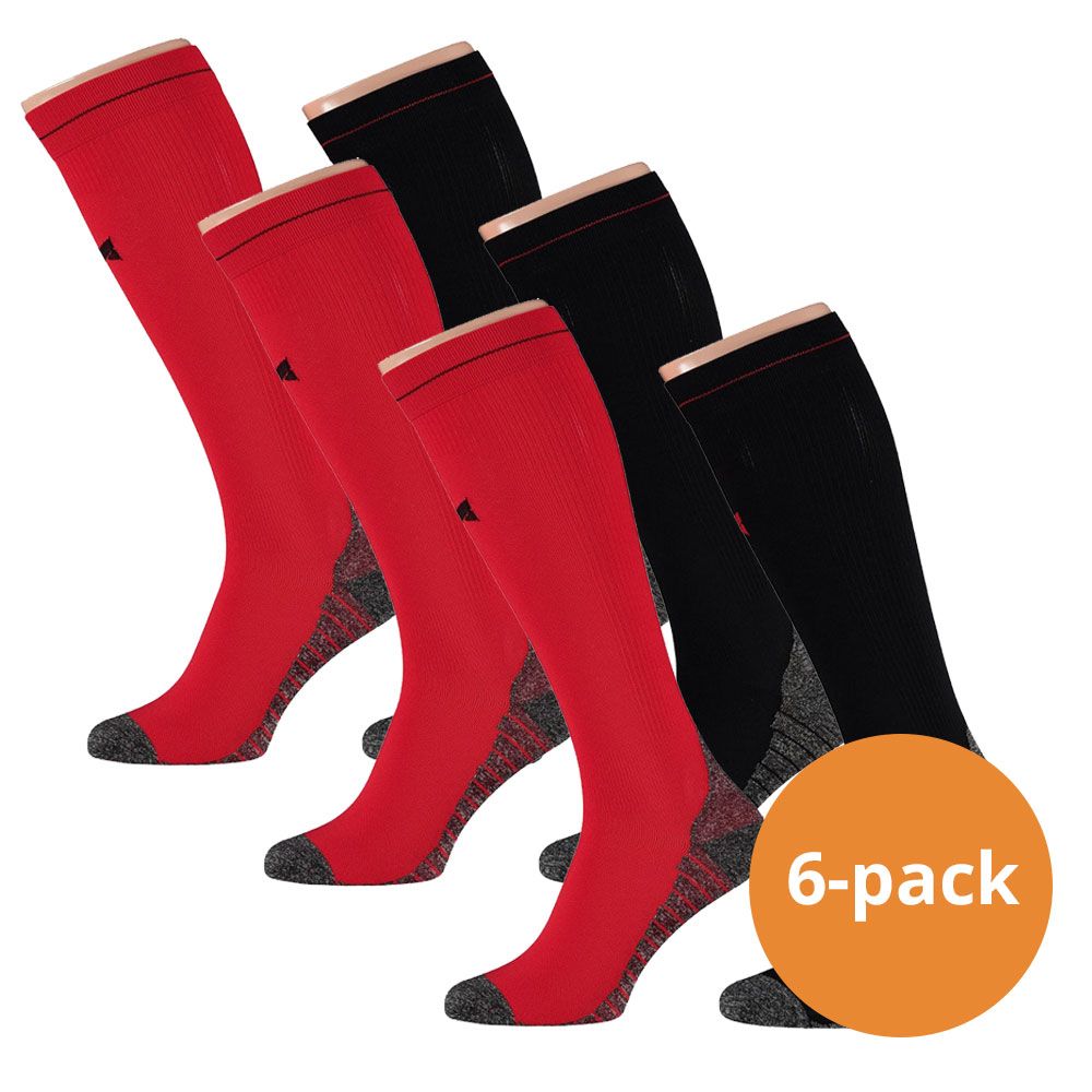 Xtreme 6 Paar Multi Red Kompressions-Laufsocken