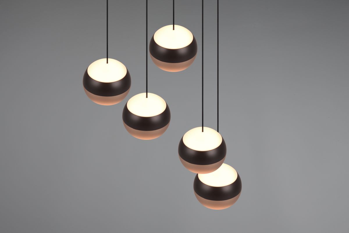 TRIO 5-flg runde LED Pendelleuchte Orbit-S Schwarz
