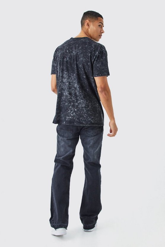 Oversize T-Shirt mit Acid-Waschung und Print