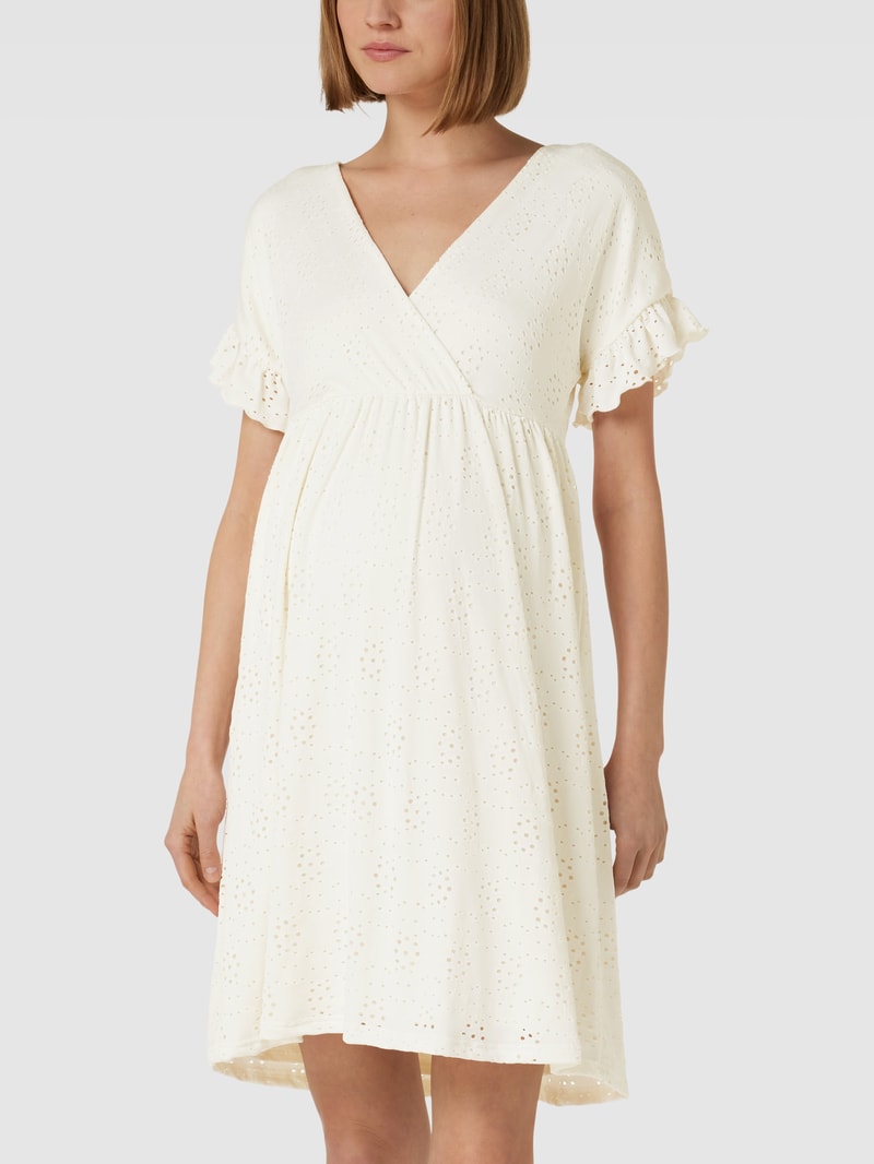 Umstands-Kleid mit Lochstickerei Modell 'Dinne Tess' in weiß