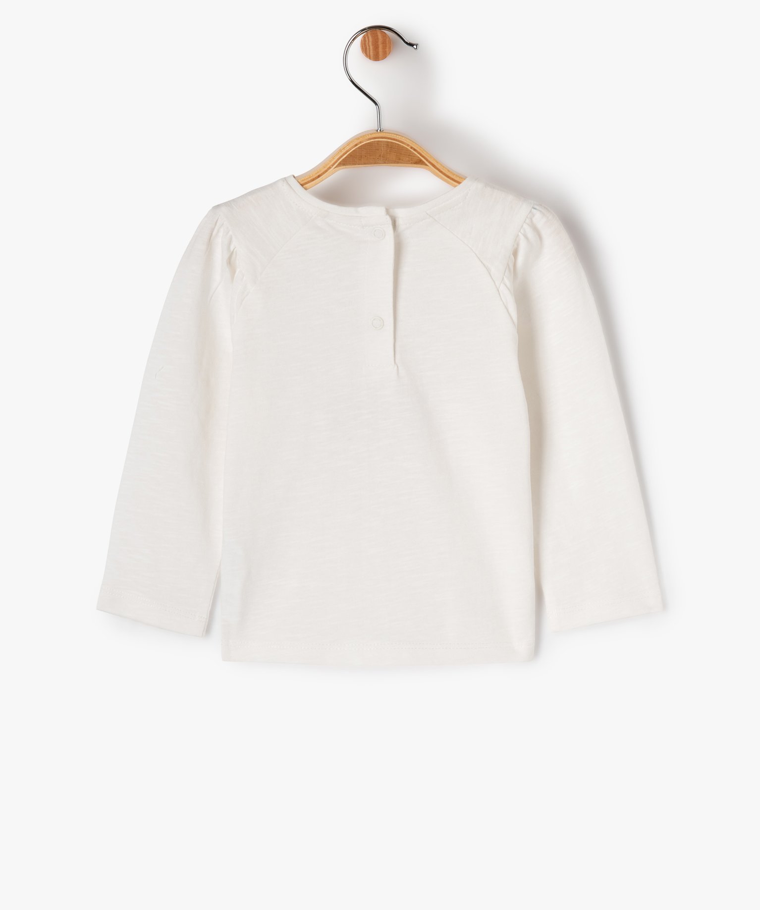 Tee-shirt manches longues fantaisie brodé bébé fille ecru | GEMO